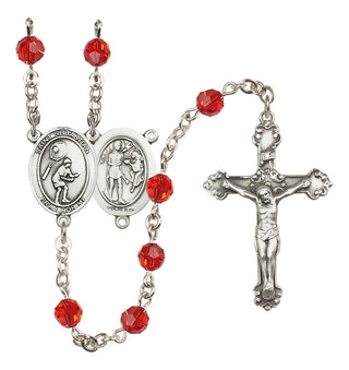 Sterling Silver 6mm Austrian Crystal Saint Sebastian / Tennis Rosary in Ruby