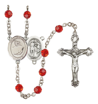 Sterling Silver 6mm Austrian Crystal Saint Sebastian/Gymnastics Rosary in Ruby