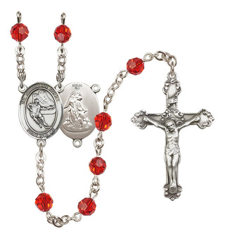 Sterling Silver 6mm Guardian Angel/Hockey Rosary