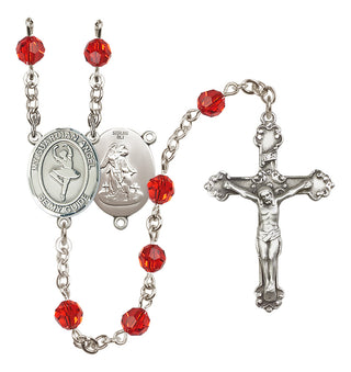 Sterling Silver 6mm Austrian Crystal Guardian Angel/Dance Rosary in Ruby