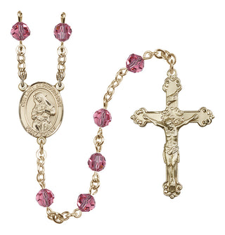14 Karat Gold-Filled 6mm Austrian Crystal Our Lady of Providence Rosary in Rose