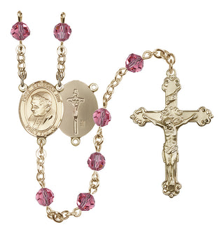 14 Karat Gold-Filled 6mm Austrian Crystal Pope Emeritace Benedict XVI Rosary in Rose