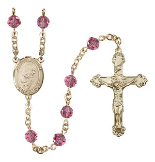 14 Karat Gold-Filled 6mm Austrian Crystal Blessed Trinity Rosary in Rose