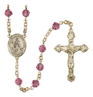 14 Karat Gold-Filled 6mm Austrian Crystal Our Lady of Assumption Rosary in Rose