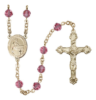 14 Karat Gold-Filled 6mm Austrian Crystal Blessed Emilee Doultremont Rosary in Rose