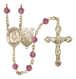 14 Karat Gold-Filled 6mm Austrian Crystal Guardian Angel/Dance Rosary in Rose
