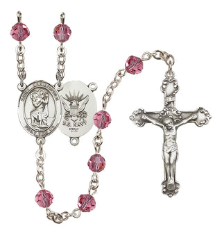Sterling Silver 6mm Saint Christopher / Navy Rosary