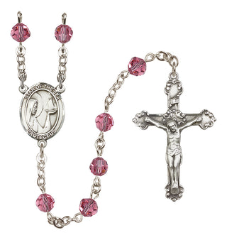 Sterling Silver 6mm Austrian Crystal Our Lady Star of the Sea Rosary in Rose