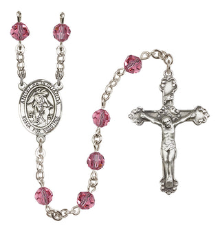 Sterling Silver 6mm Austrian Crystal Angel de la Guardia Rosary in Rose