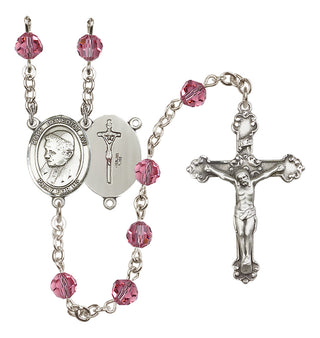Sterling Silver 6mm Austrian Crystal Pope Emeritace Benedict XVI Rosary in Rose