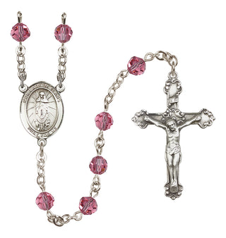 Sterling Silver 6mm Austrian Crystal Our Lady of Tears Rosary in Rose