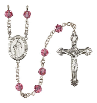 Sterling Silver 6mm Austrian Crystal Our Lady the Undoer of Knots Rosary in Rose