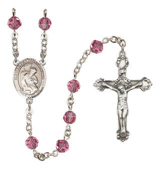 Sterling Silver 6mm Austrian Crystal Blessed Herman the Cripple Rosary in Rose