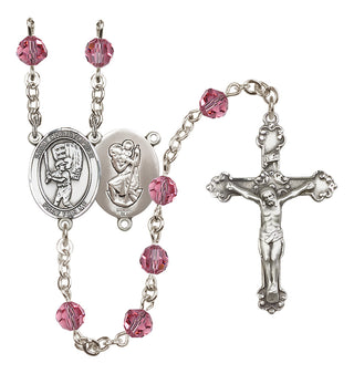 Sterling Silver 6mm Saint Christopher/Baseball Rosary