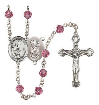 Sterling Silver 6mm Saint Christopher/Soccer Rosary