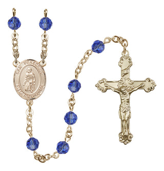 14 Karat Gold-Filled 6mm Austrian Crystal San Peregrino Rosary in Sapphire