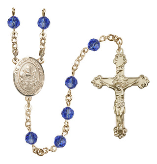 14 Karat Gold-Filled 6mm Austrian Crystal San Ramon Nonato Rosary in Sapphire