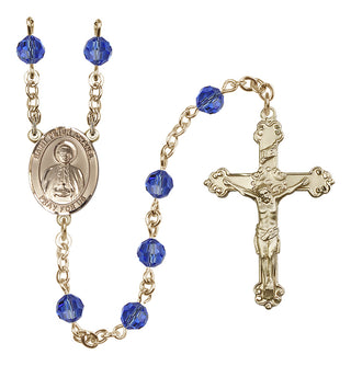 14 Karat Gold-Filled 6mm Austrian Crystal Saint Peter Chanel Rosary in Sapphire