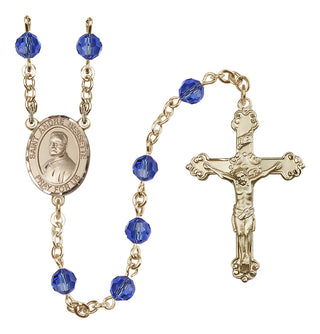 14 Karat Gold-Filled 6mm Austrian Crystal Saint Andre Bessette Rosary in Sapphire