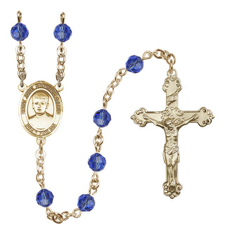14 Karat Gold-Filled 6mm Austrian Crystal Saint Jose Sanchez del Rio Rosary in Sapphire