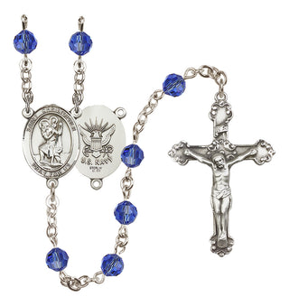 Sterling Silver 6mm Saint Christopher / Navy Rosary