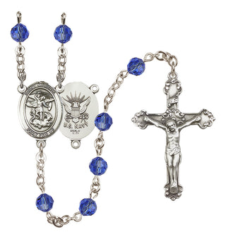Sterling Silver 6mm Saint Michael / Navy Rosary