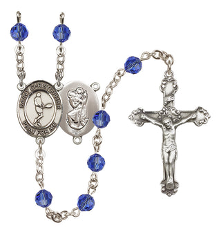 Sterling Silver 6mm Saint Christopher/Tennis Rosary