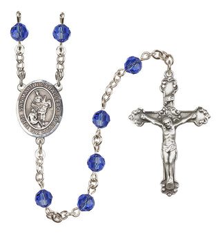Sterling Silver 6mm Austrian Crystal San Martin Caballero Rosary in Sapphire