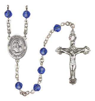 Sterling Silver 6mm Austrian Crystal Virgen de la Merced Rosary in Sapphire
