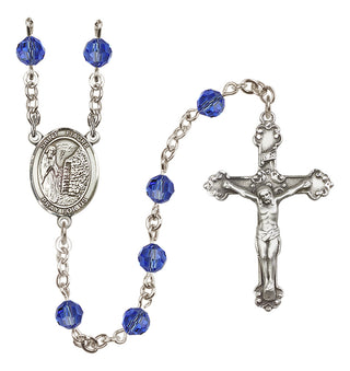 Sterling Silver 6mm Austrian Crystal Saint Fiacre Rosary in Sapphire