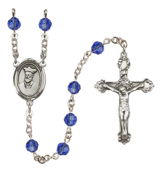 Sterling Silver 6mm Austrian Crystal Saint Philip Neri Rosary in Sapphire
