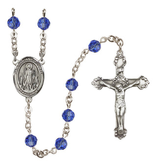 Sterling Silver 6mm Austrian Crystal Saint Juliana of Cumae Rosary in Sapphire