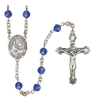 Sterling Silver 6mm Austrian Crystal Saint Claude de la Colombiere Rosary in Sapphire