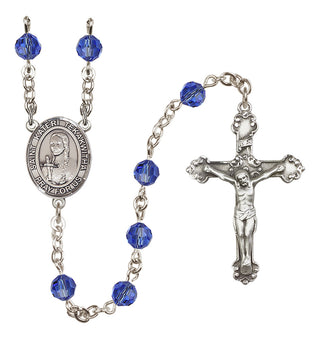 Sterling Silver 6mm Austrian Crystal Saint Kateri Tekakwitha Rosary in Sapphire