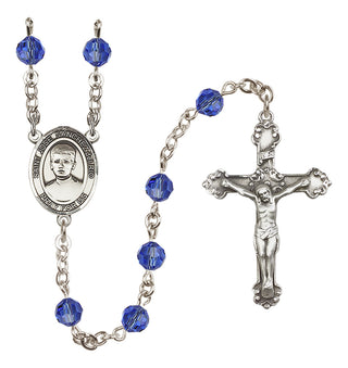 Sterling Silver 6mm Austrian Crystal Saint Jose Sanchez del Rio Rosary in Sapphire