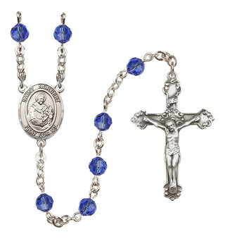 Sterling Silver 6mm Austrian Crystal Saint Norbert of Xanten Rosary in Sapphire