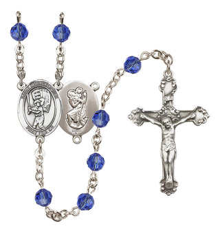 Sterling Silver 6mm Saint Christopher/Baseball Rosary