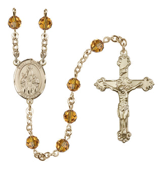 14 Karat Gold-Filled 6mm Austrian Crystal Saint Sophia Rosary in Topaz