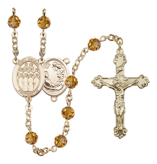 14 Karat Gold-Filled 6mm Austrian Crystal Saint Cecilia / Choir Rosary in Topaz