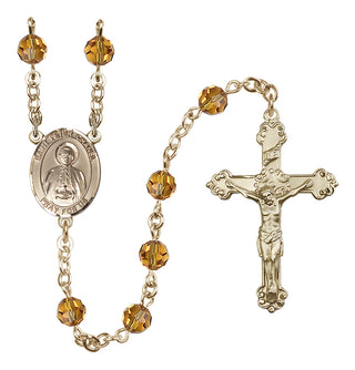 14 Karat Gold-Filled 6mm Austrian Crystal Saint Peter Chanel Rosary in Topaz