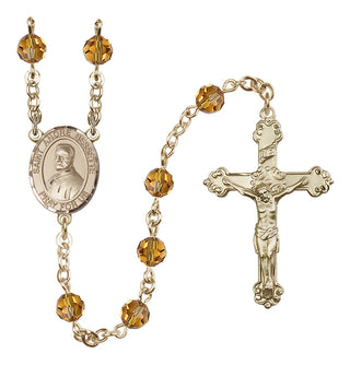 14 Karat Gold-Filled 6mm Austrian Crystal Saint Andre Bessette Rosary in Topaz