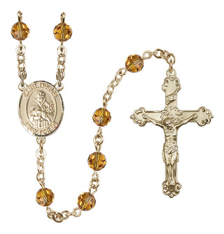 14 Karat Gold-Filled 6mm Austrian Crystal Saint Fidelis Rosary in Topaz