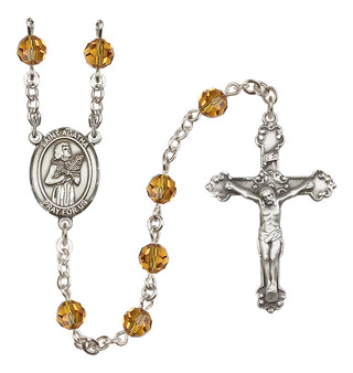 Sterling Silver 6mm Austrian Crystal Saint Agatha Rosary in Topaz