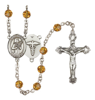 Sterling Silver 6mm Austrian Crystal Saint Agatha / Nurse Rosary in Topaz