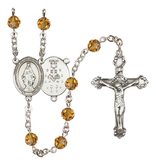 Sterling Silver 6mm Miraculous  Engraved Catholic Rosaries