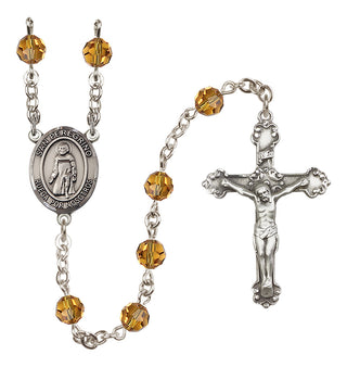 Sterling Silver 6mm Austrian Crystal San Peregrino Rosary in Topaz