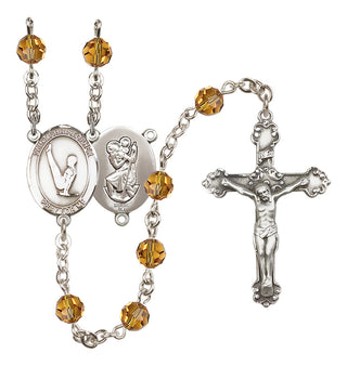 Sterling Silver 6mm Saint Christopher/Gymnastics  Engraved Catholic Rosaries
