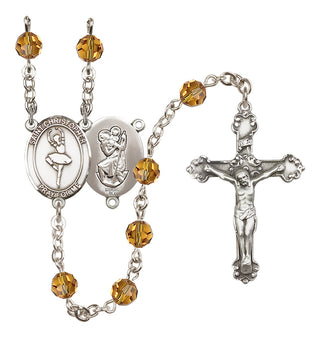 Sterling Silver 6mm Saint Christopher/Dance  Engraved Catholic Rosaries