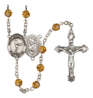 Sterling Silver 6mm Saint Christopher/Tennis Rosary