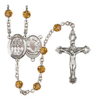 Sterling Silver 6mm Austrian Crystal Saint Cecilia / Choir Rosary in Topaz